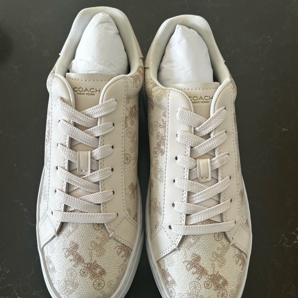 NWT Coach Men Beige Patterned Sneakers